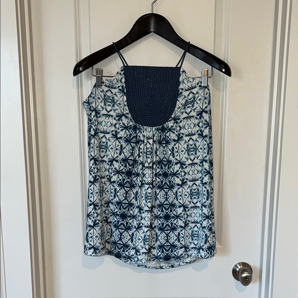 Anthropologie (One September) Blue Patterned Halter Top, size L